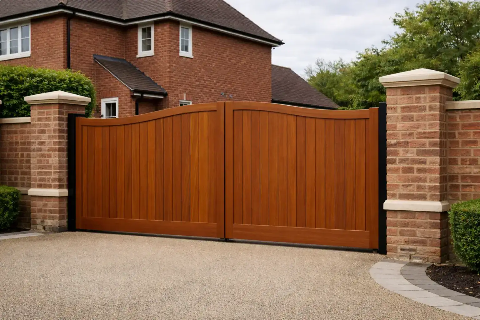 Beautiful house exterior with closed gates